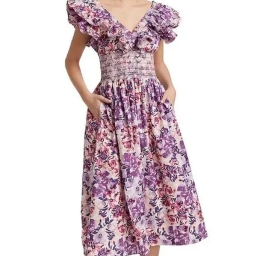 Something Navy Natalie Purple Floral Midi Dress
